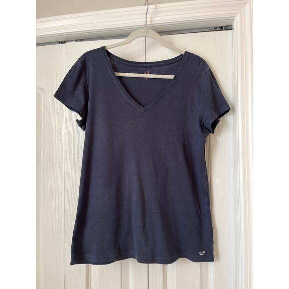 VINEYARD VINES Navy V Neck Tee - Picture 1 of 3